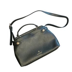 Nanette Lepore black faux leather shoulder handbag purse minimalist classic